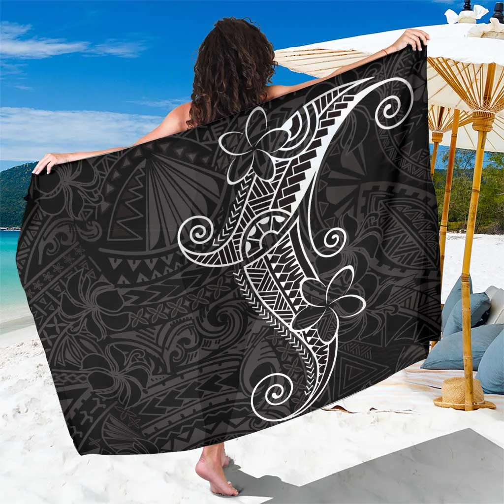 Black Polynesian Tribal Print Sarong Beach Wrap Rayon Pareo for Resort Hotel OEM Wholesale - main view