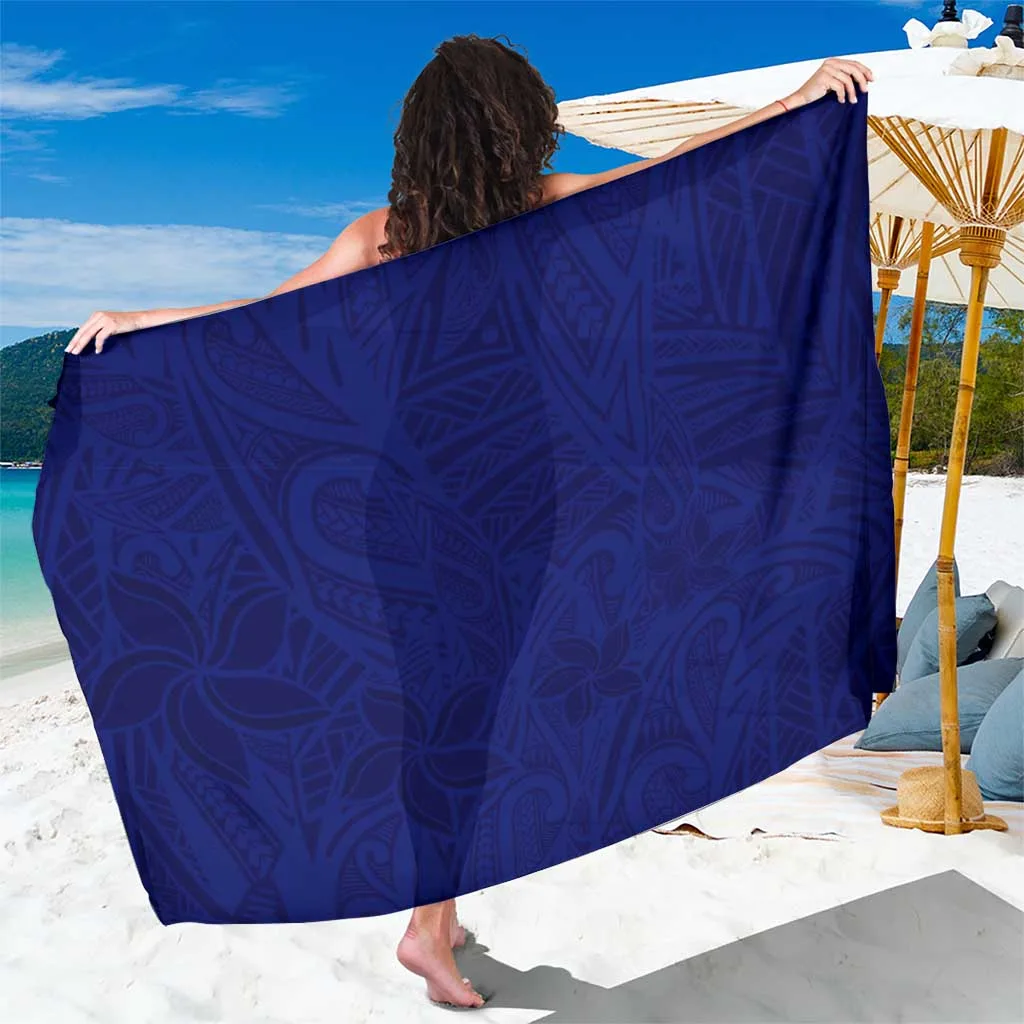 Blue Polynesian Plumeria Tribal Print Sarong Beach Wrap Summer Island Resort Pareo Wholesale - main view