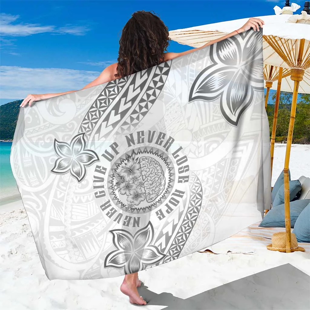 Light Blue Brain Cancer Warrior Never Give Up Tribal Print Sarong South Pacific Beach Wrap Wholesale Pareo - main view