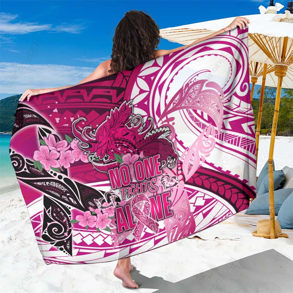 Pink Floral Sarong with Hibiscus & Tribal Print Hawaii Polynesian Beach Wrap Pareo Wholesale - main view