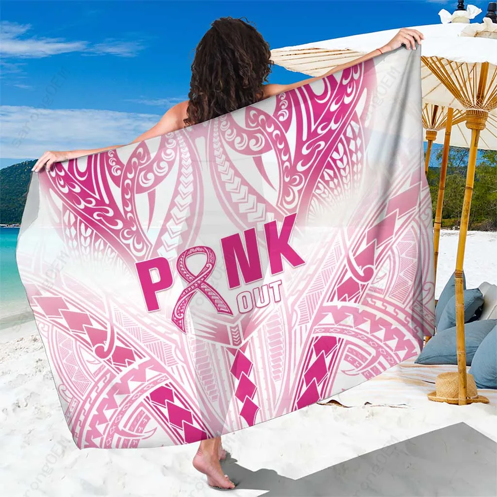 White Polynesian Tribal Tattoo Art Print Sarong Beach Wrap Summer Island Resort Pareo Wholesale - main view