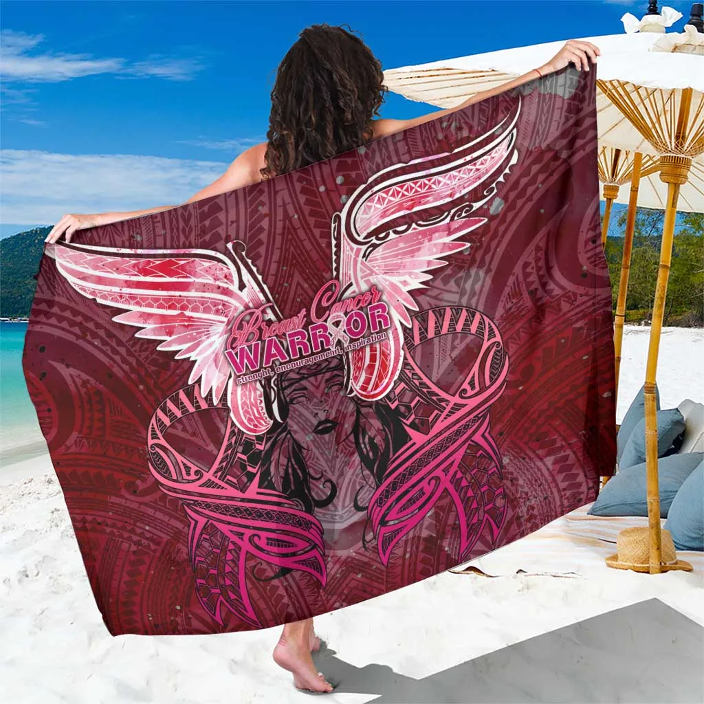 Pink Base Angel Wings Polynesian Pattern Print Sarong Beach Wrap for Resort Hotel OEM Custom Lavalava - main view