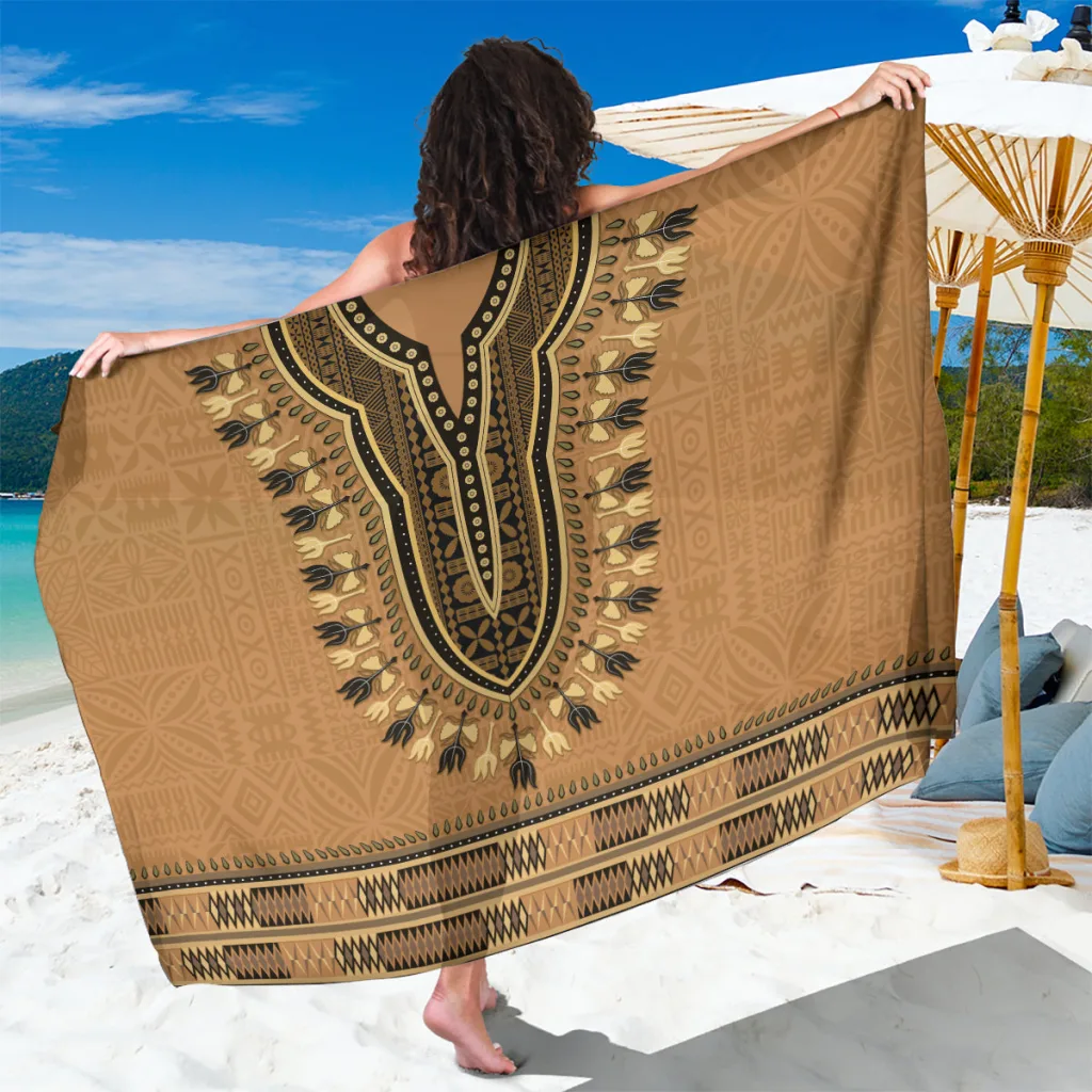 Brown Fijian Tapa Tribal Print Sarong Rayon Beach Wrap Polynesian Island Resort Cover Up Wholesale Pareo - main view