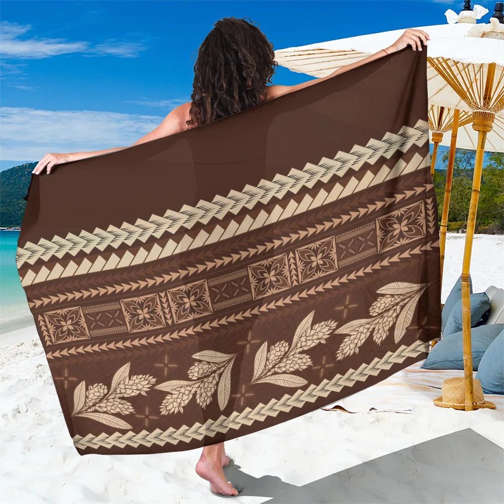 Brown Samoa Siapo Teuila Flowers Sarong - main view