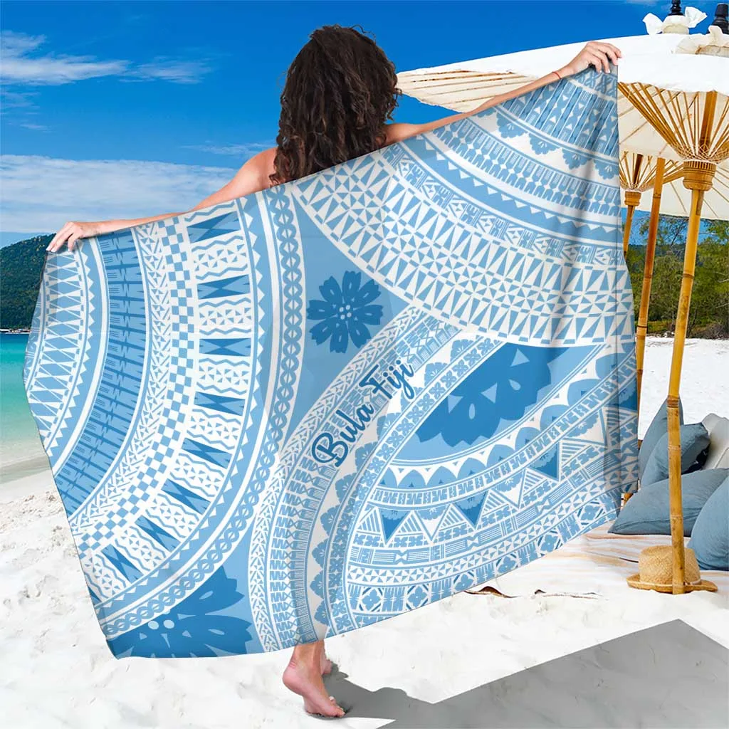 Turquoise Fiji Masi Tapa Tribal Floral Print Sarong Beach Wrap for Resort Hotel Wholesale Pareo - main view