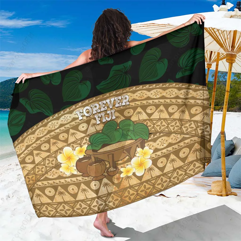 Cream White Fiji Kava Bowl Tapa Cloth Vintage Tribal Print Sarong Beach Wrap South Pacific Island Resort Cover Up Wholesale Pareo - related