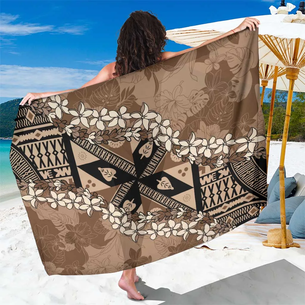 Mocha Plumeria Tagimoucia Salusalu Floral Print Sarong Fiji Island Beach Wrap Wholesale Pareo - main view