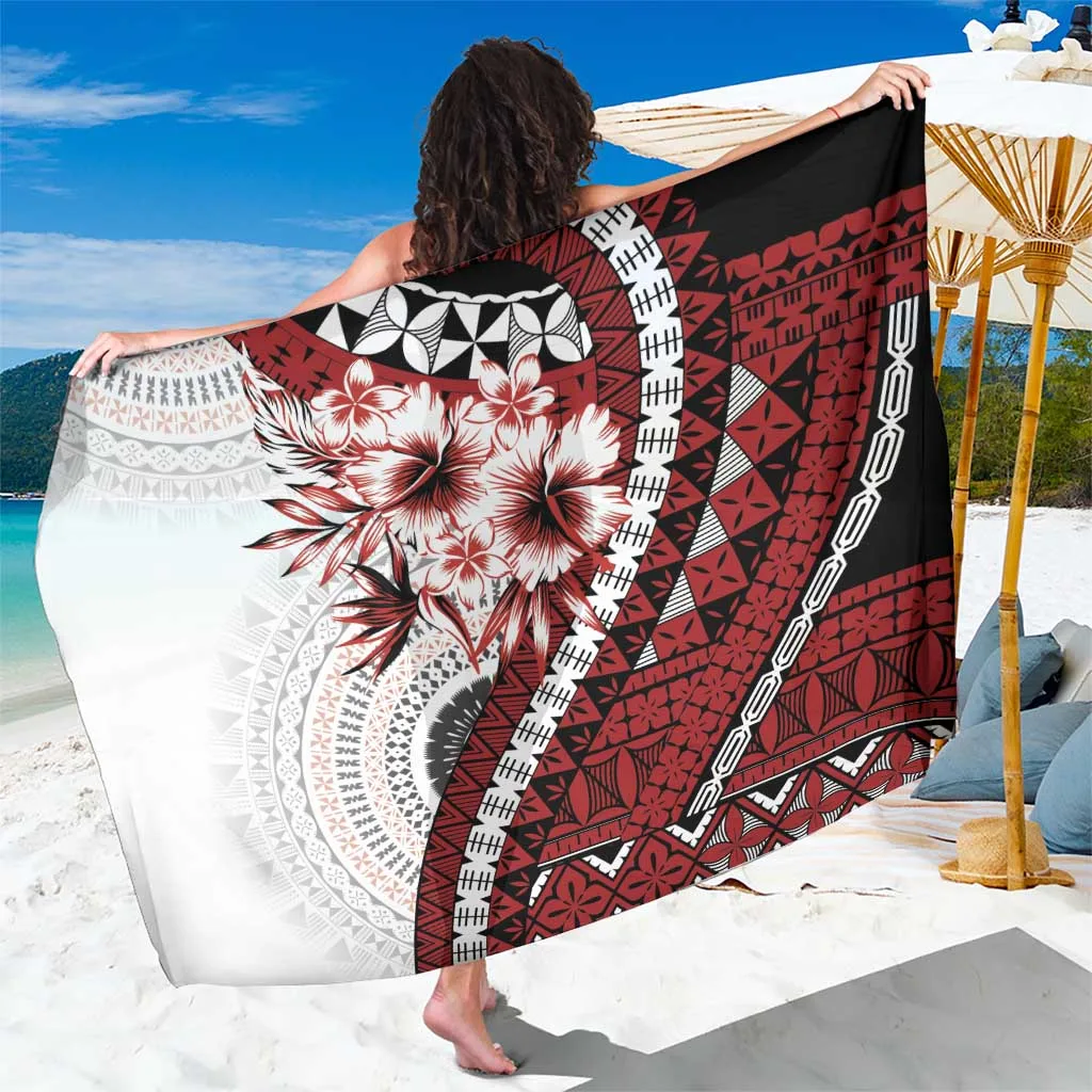 Bula Fiji Sarong White Kaivity Masi Tapa - main view