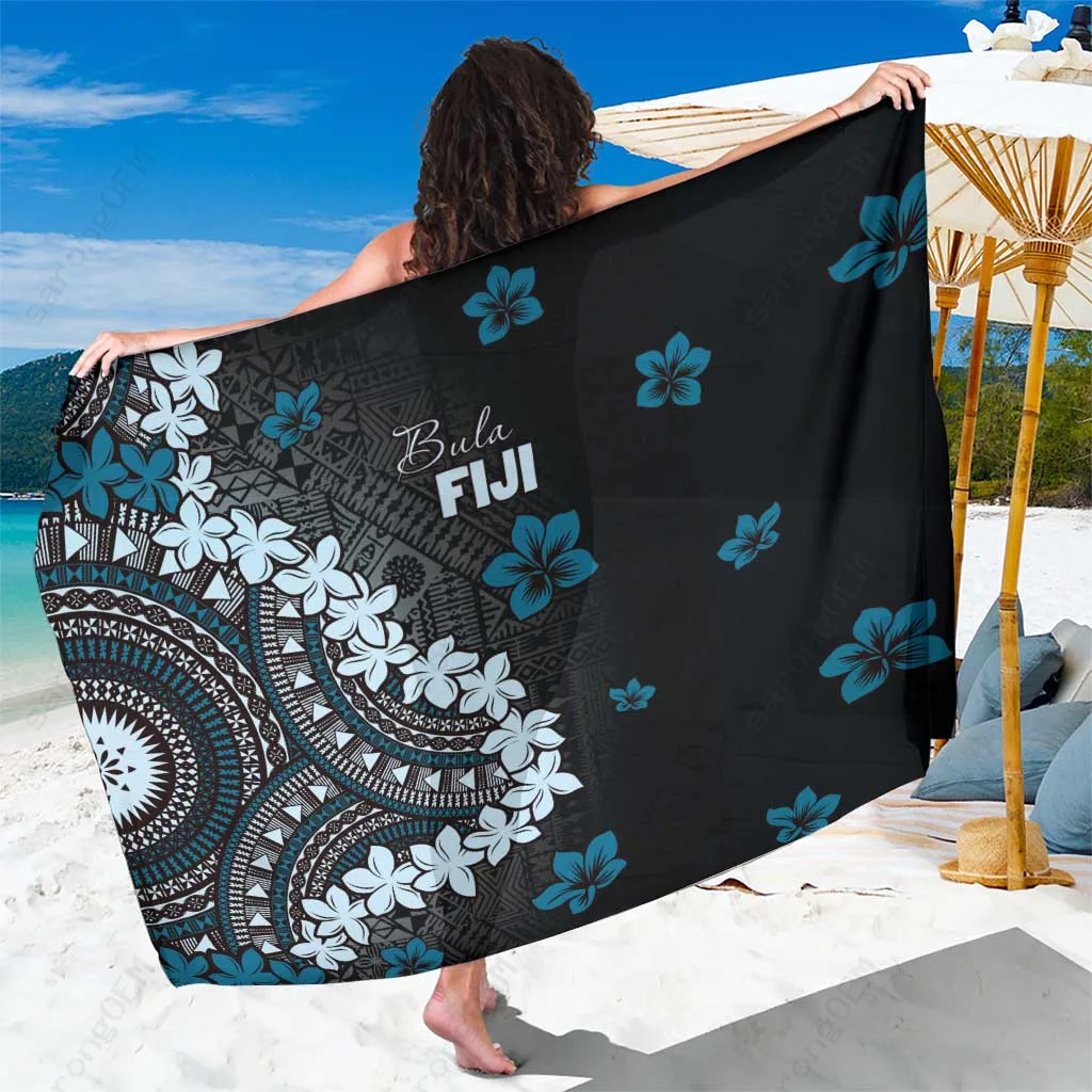 Indigo Fiji Masi Tapa Turtle Hibiscus Print Sarong South Pacific Beach Wrap Wholesale Pareo - main view