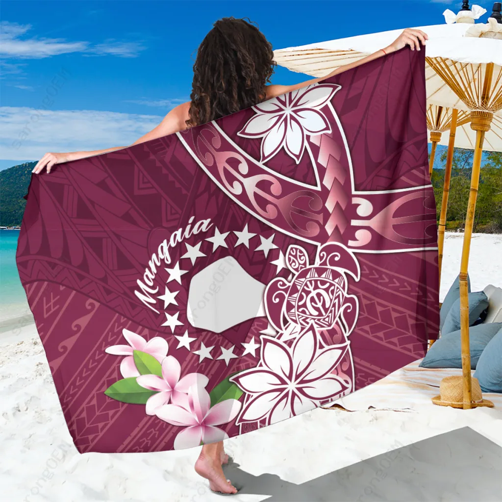 Navy Floral Tribal Print Sarong South Pacific Island Beach Wrap Dress Wholesale Pareo - main view