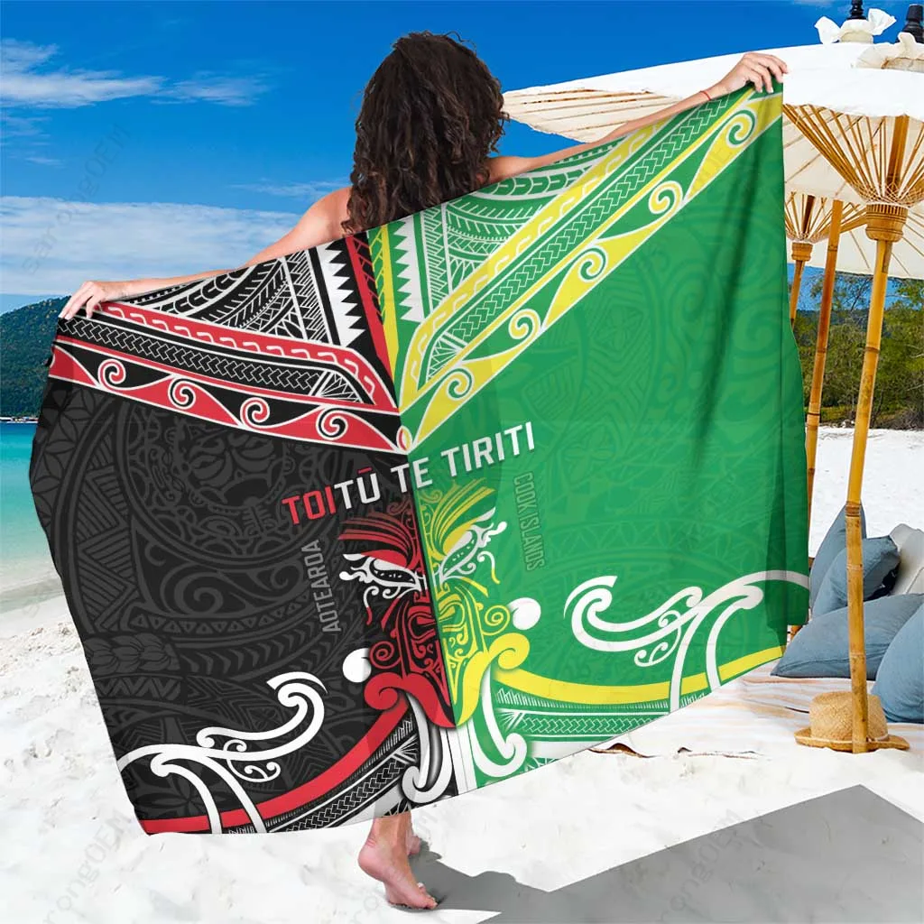 Navy Polynesian Gold Turtle Hibiscus Print Sarong Beach Wrap South Pacific Island Resort Cover Up Wholesale Pareo - main view