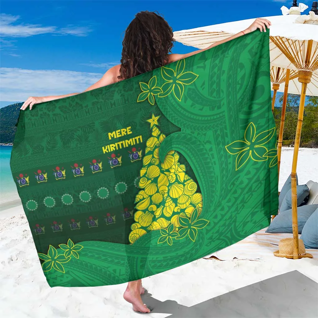 White Tribal Waves Seashell Xmas Tree Print Sarong South Pacific Beach Wrap Pareo Wholesale - main view