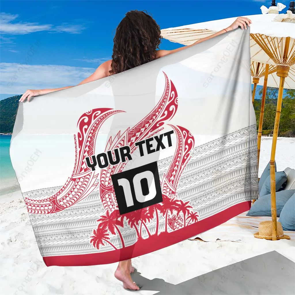 Red Marathon 2025 Pursuit In Paradise Sarong with Tribal Sun Wave Print South Pacific Beach Wrap Wholesale Pareo - main view