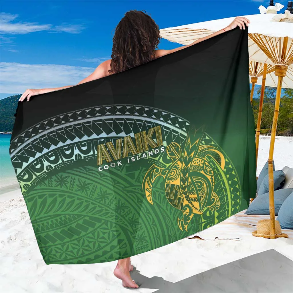 Deep Blue Tribal Turtle Hibiscus Print Sarong Polynesian Beach Wrap Wholesale Pareo - main view