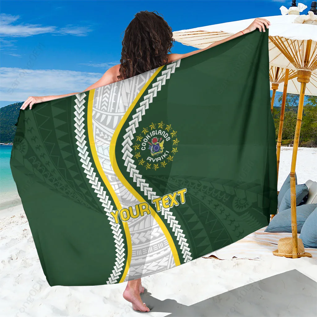 Navy Cook Islands Personalized Avaiki Sarong Tropical Island Beach Wrap Wholesale Pareo - main view