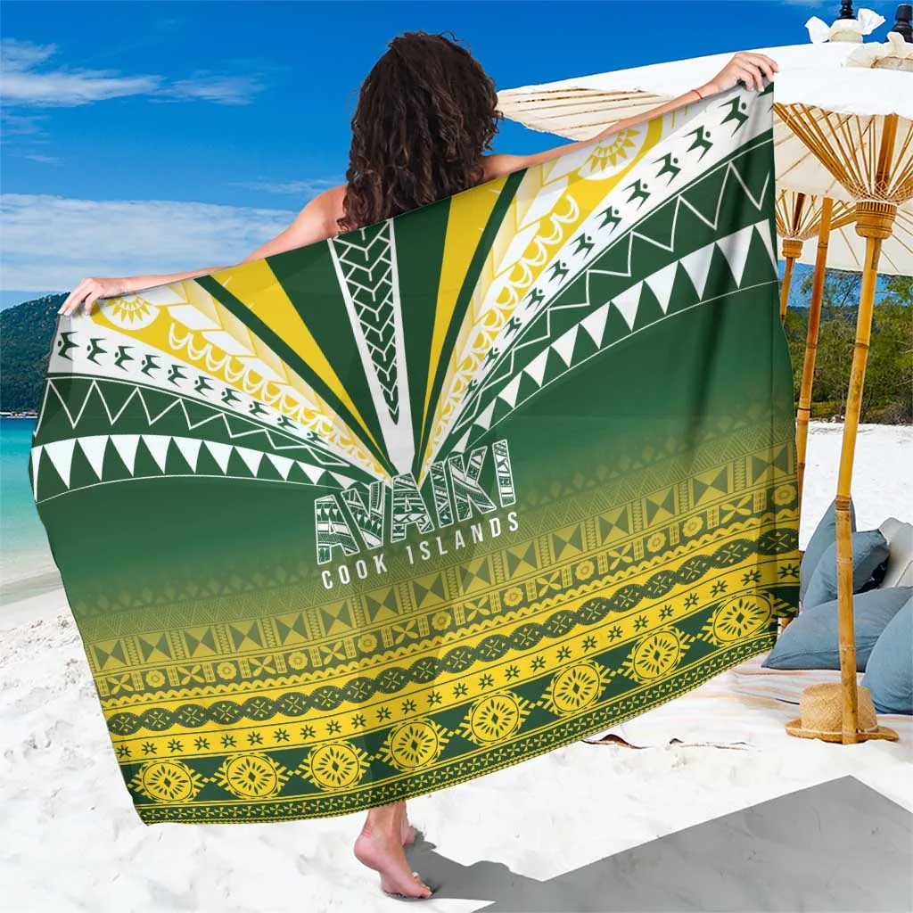 Black Cook Islands Rugby Tribal Print Sarong South Pacific Sports Beach Wrap Wholesale Pareo - main view