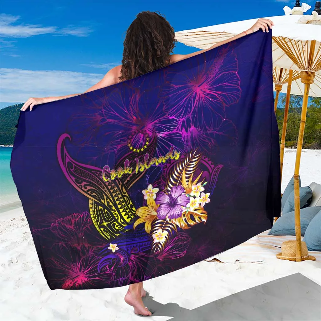 Blue Hibiscus Whale Polynesian Print Sarong Beach Wrap Dress Wholesale Pareo - main view