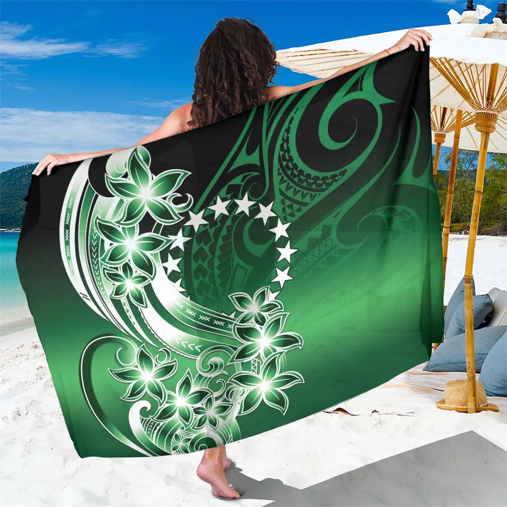 White Plumeria Polynesian Tattoo Print Sarong Beach Wrap Resort Cover Up Wholesale Pareo - main view