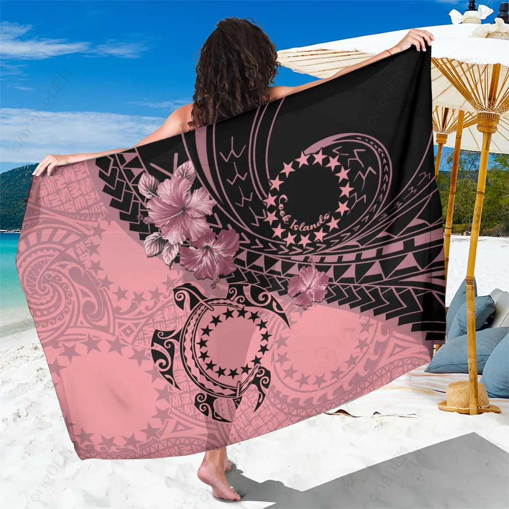 Pink Turtle Hibiscus Stars Print Sarong Polynesian Beach Wrap Resort Cover Up Wholesale Pareo - related