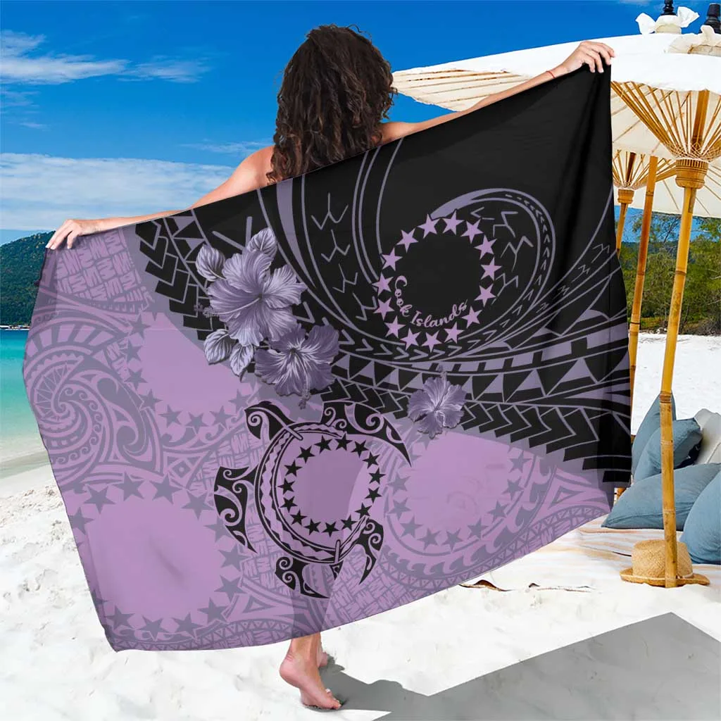Purple Turtle Hibiscus Stars Print Sarong Polynesian Beach Wrap for Resort Wholesale Pareo - main view