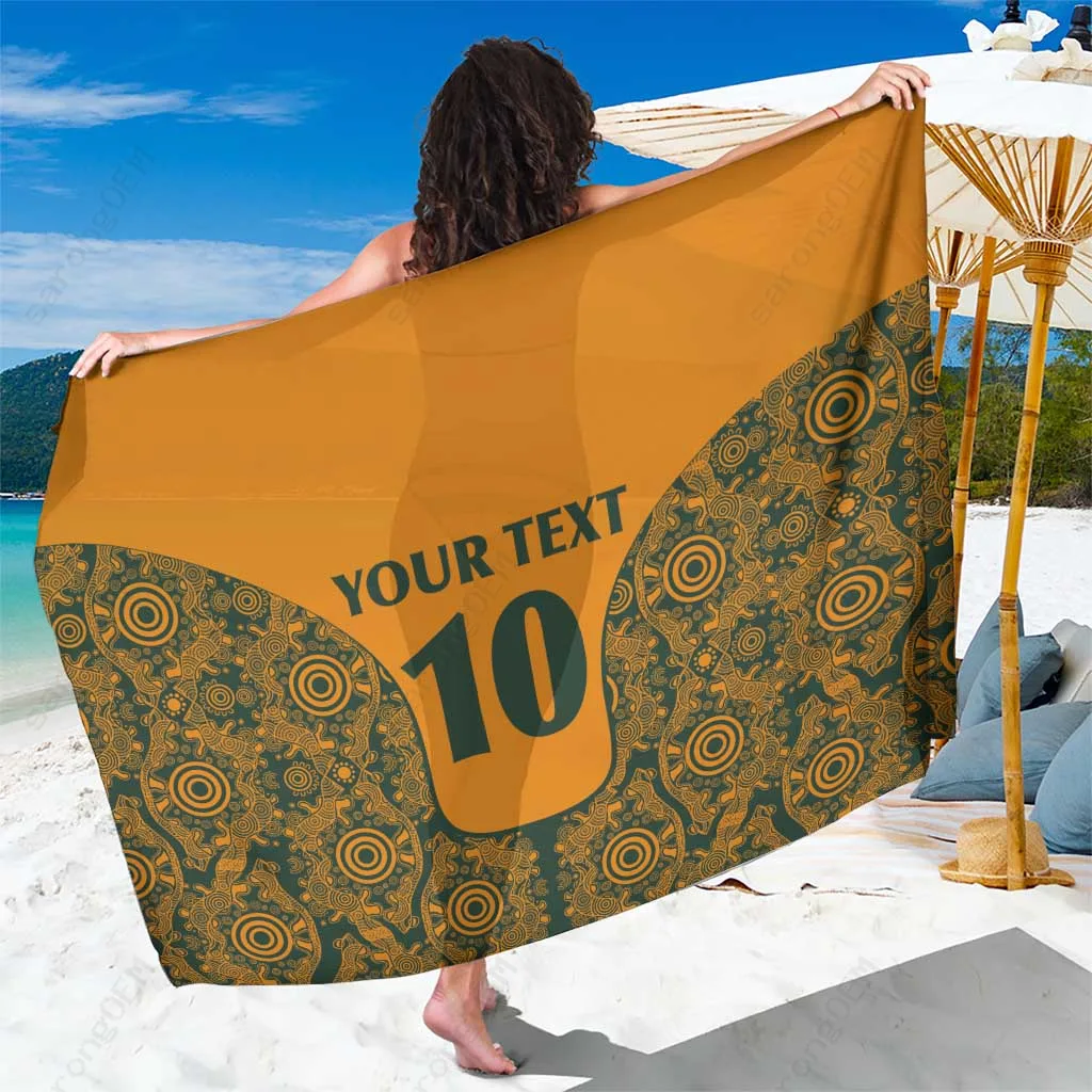 Deep Blue Aboriginal Art Tattoo Pattern Australia Rugby Championship 2024 Sarong South Pacific Beach Wrap Wholesale Pareo - main view