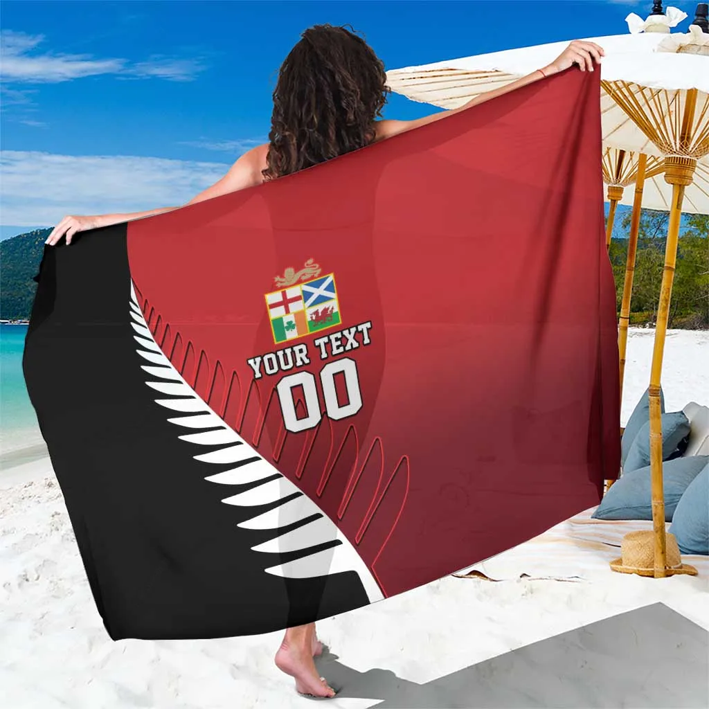 Black Custom British Lions New Zealand Fern Print Sarong Polynesian Tribal Beach Wrap Wholesale Pareo - main view