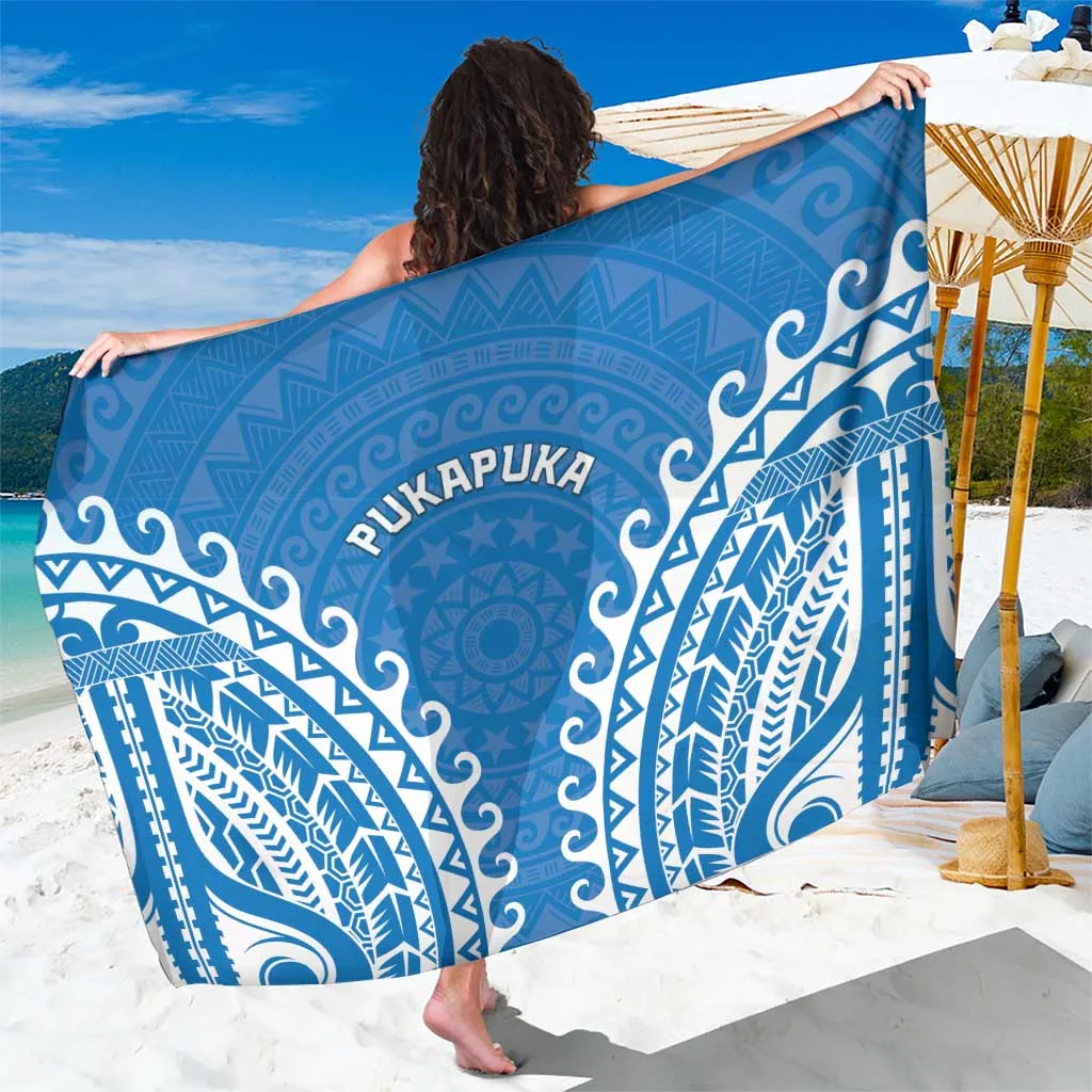 Black Polynesian Tribal Tattoo Mandala Print Sarong Beach Wrap Custom Cook Islands Pukapuka Pareo Wholesale - main view