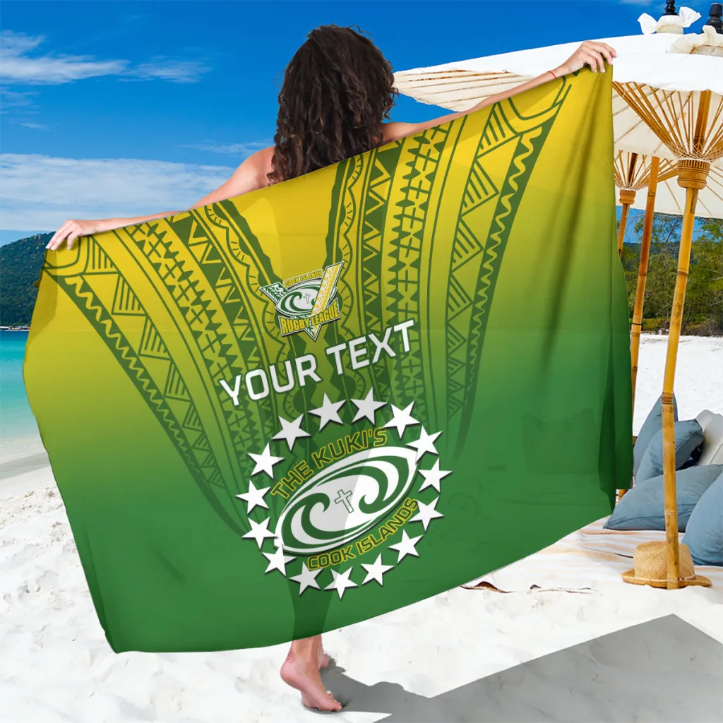 Deep Blue Cook Islands Rugby Tiki Tribal Print Sarong Pacific 2023 Go The Kukis Beach Wrap Pareo Wholesale - main view