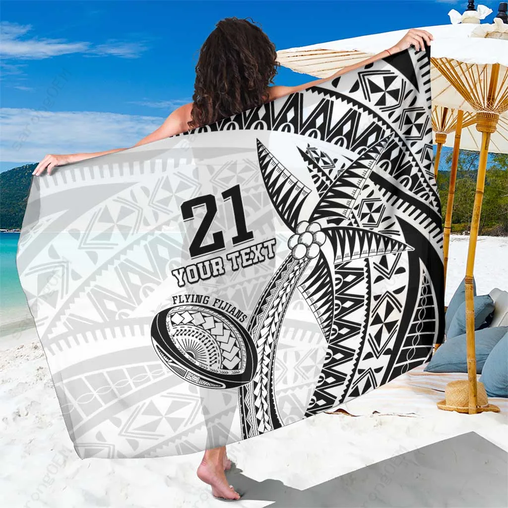 Black Polynesian Palm Tattoo Custom Fiji Print Sarong Tropical Resort Beach Wrap Pareo Wholesale - main view