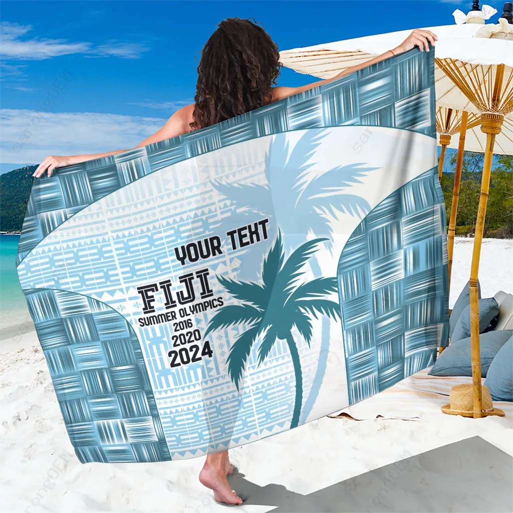 Deep Blue Fiji Rugby World Cup Champions 7s History Tribal Print Sarong Beach Wrap Custom OEM Pareo - main view