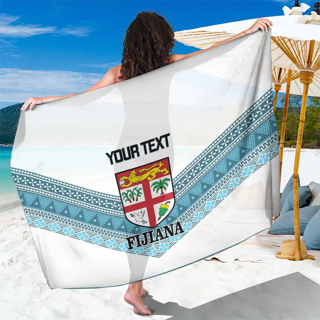 Custom Fiji Tapa Rugby 2025 Sarong Go Champions Fijiana Navy Tapa Floral Print Beach Wrap Wholesale Pareo - main view