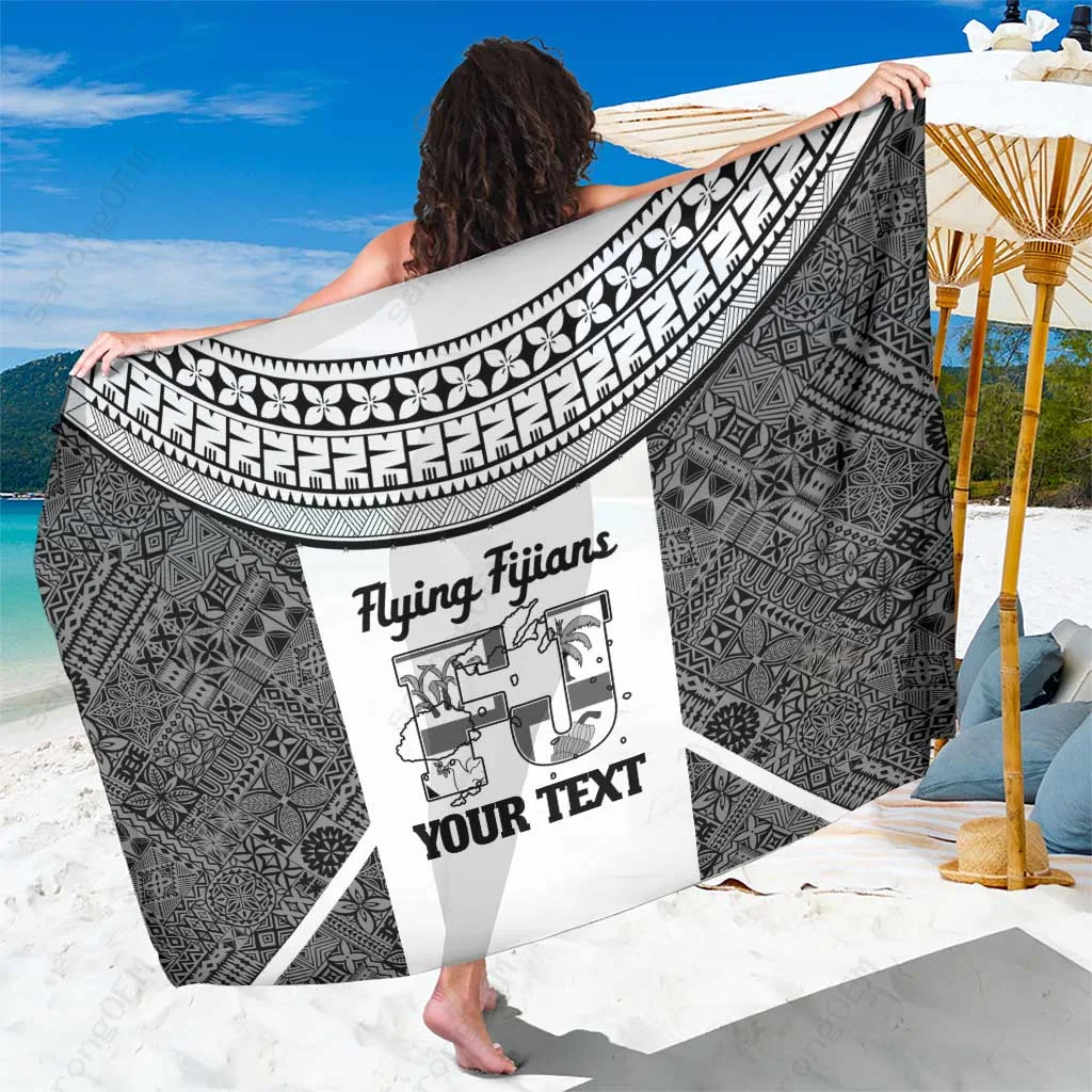 Black Fiji Tapa Tribal Print Sarong South Pacific Island Beach Wrap Pareo Custom Wholesale - main view