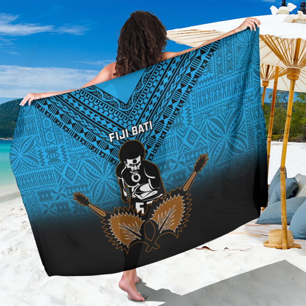 Custom Fiji Tapa Rugby Sarong Pacific 2023 Go Fijian Bati Tropical Beach Wrap Wholesale Pareo - related