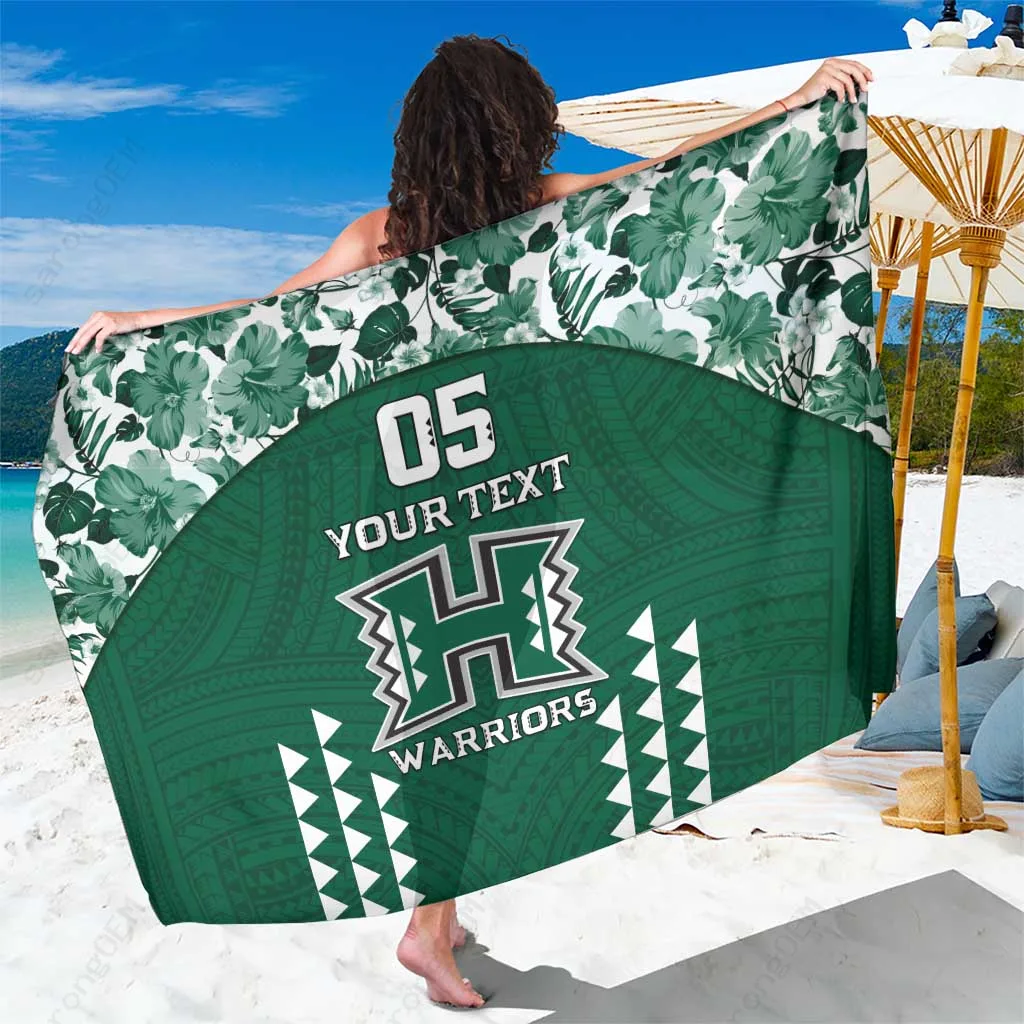 Rainbow Warrior Hawaii Tropical Hibiscus Palm Print Sarong Beach Wrap Custom OEM Pareo - main view