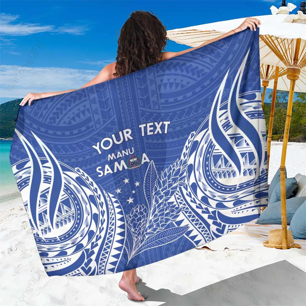 Custom Samoa Rugby 2024 Champion Tattoo Print Sarong Beach Wrap Polynesian Pareo Wholesale - main view