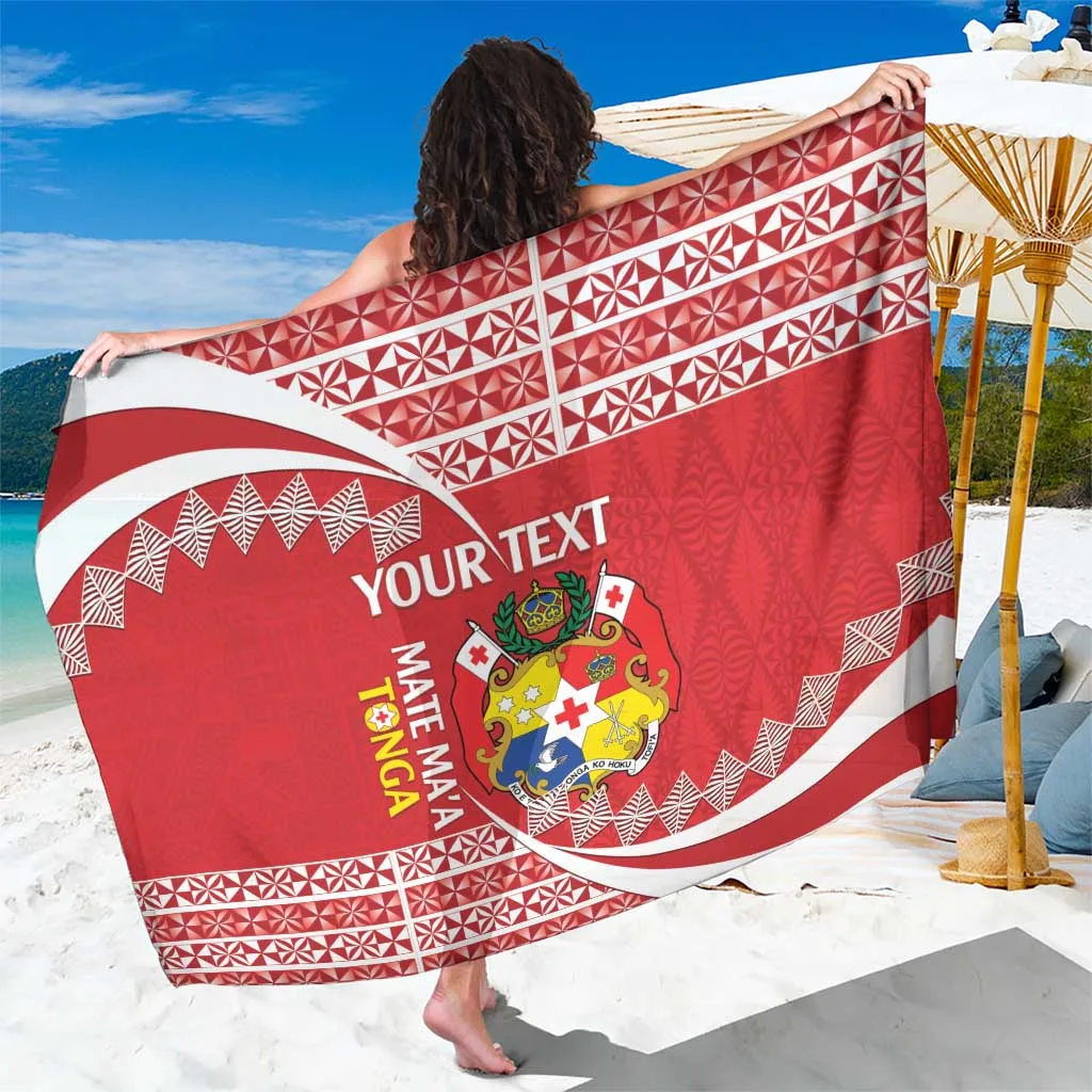 Red Gold Tribal Champion Print Sarong Tonga Custom Mate Maa 2024 Beach Wrap Wholesale Pareo - main view