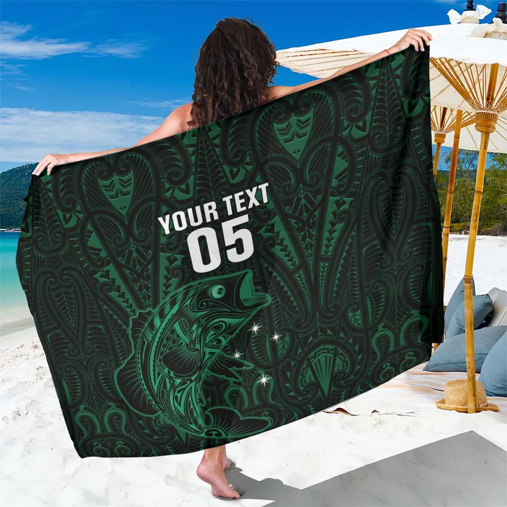 Black Tribal Fish Maori Pattern Print Sarong South Pacific Island Beach Wrap Wholesale Custom Pareo - main view
