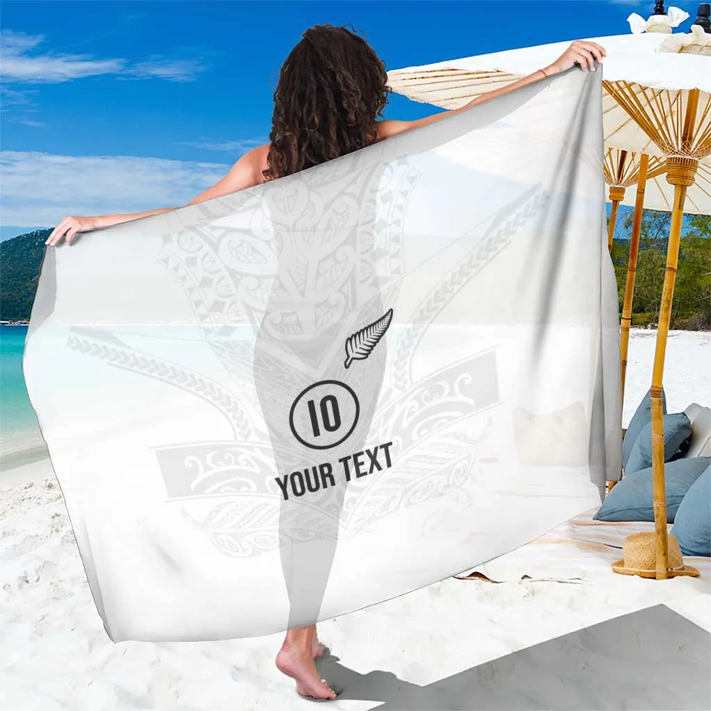 White Custom New Zealand Football Sarong The Whites Sporty T90 Style Tropical Beach Wrap Pareo for Resort Wholesale - main view