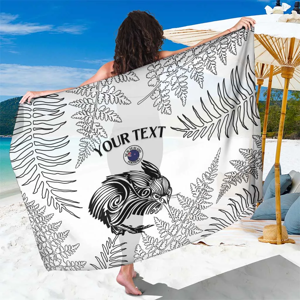 Silver Custom New Zealand Kiwi Football Sarong with Silver Fern Print South Pacific Beach Wrap Wholesale - main view