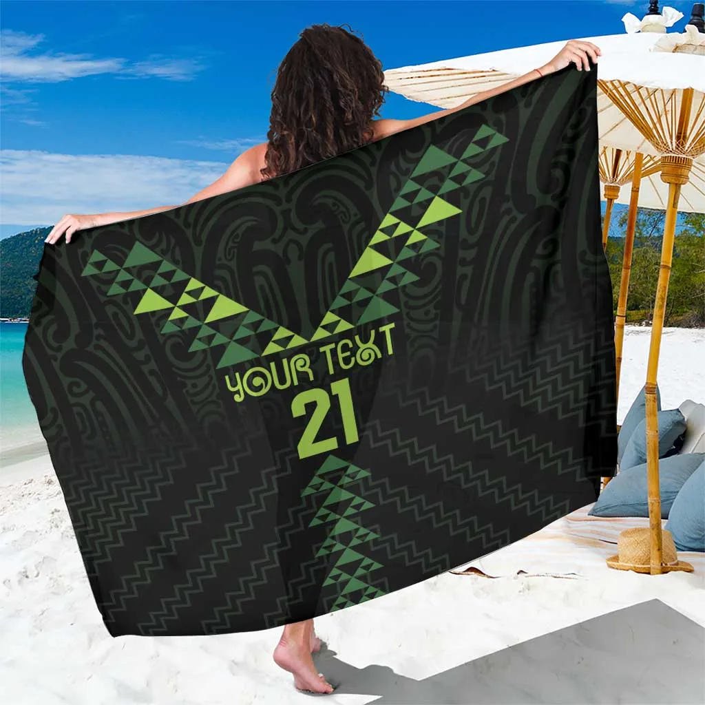 Black Maori Koru Koiri Motif Print Sarong Polynesian Cultural Beach Wrap Wholesale Pareo - main view