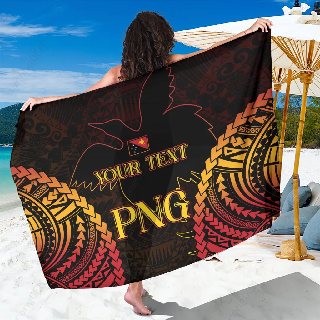 Light Blue Custom Papua New Guinea Cricket Team Barramundis Print Sarong South Pacific Beach Wrap Pareo OEM
