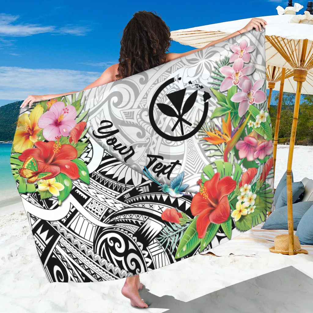 Custom Hawaii Hibiscus Kanaka Polynesia Print Sarong Beach Wrap Cover Up Wholesale Pareo - main view