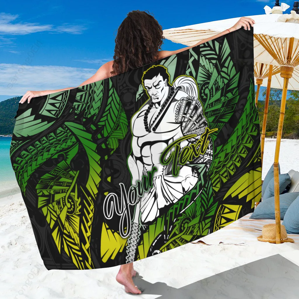 Navy Polynesian Samoan Warrior Pride Tribal Print Sarong Beach Wrap Pareo Custom OEM