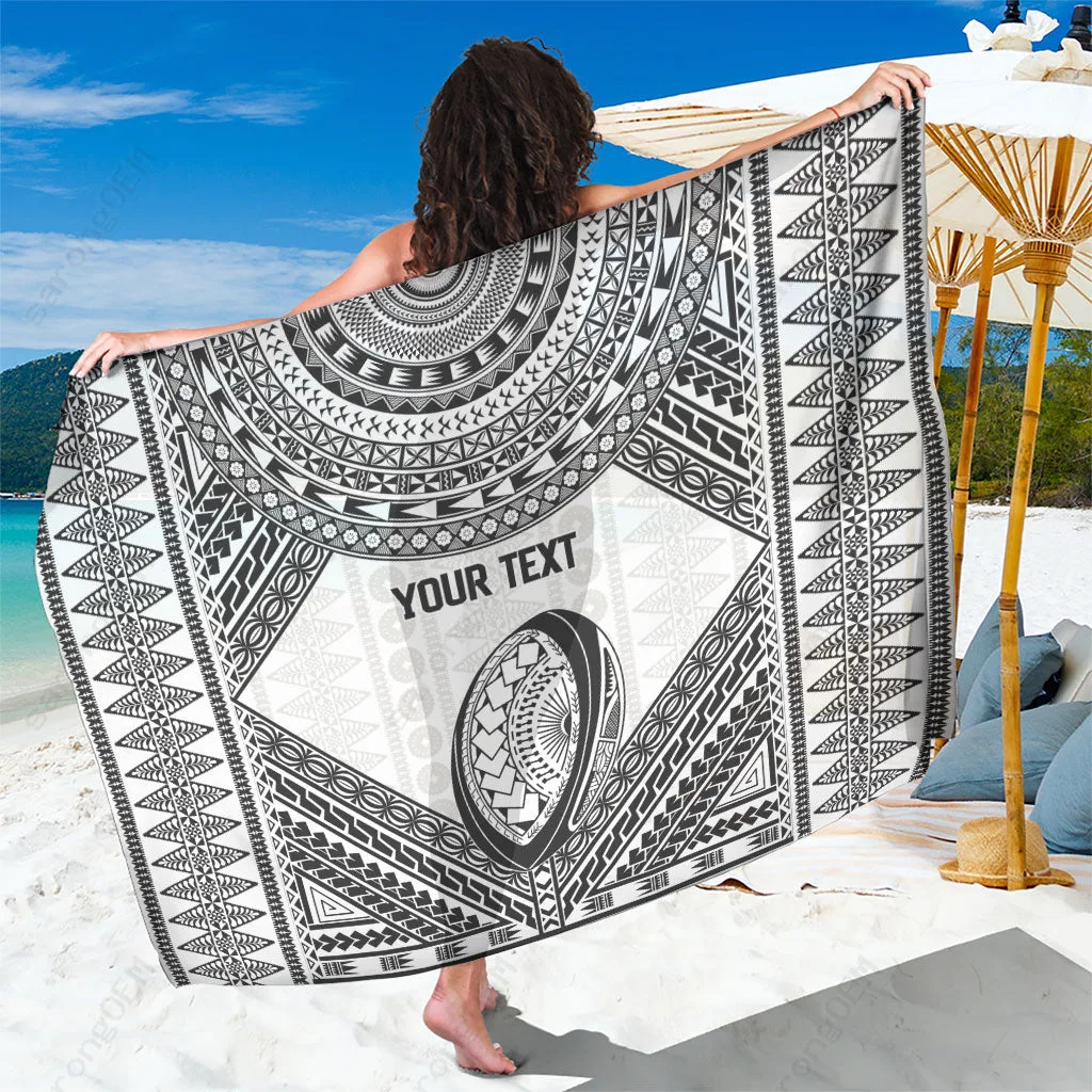Red White Fiji National Heritage Masi Inspired Tribal Print Sarong Beach Wrap Custom OEM Pareo - main view