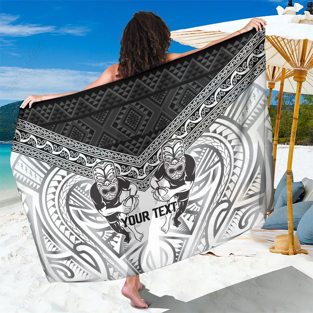 Red Niho Taniwha Inspired Tribal Print Sarong Polynesian Beach Wrap Custom OEM Pareo - main view
