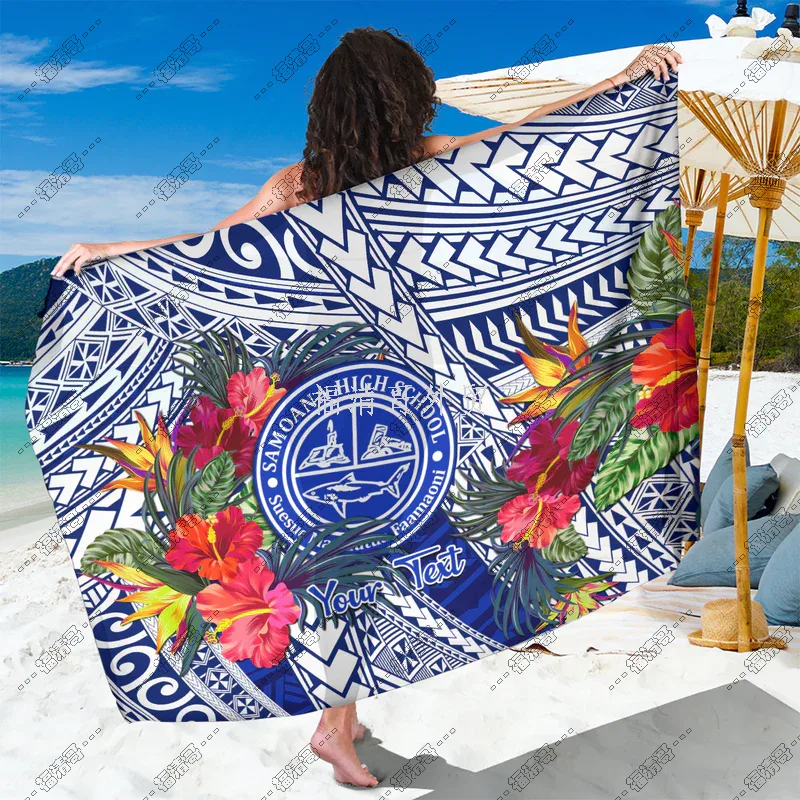 Custom Samoa High School Tribal Floral Sarong Pareo Beach Wrap Custom Printed Rayon Sarong - Custom Sarong
