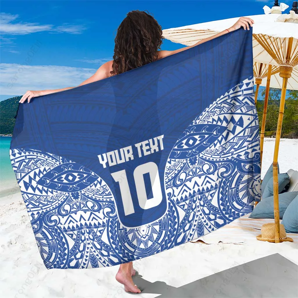 Black Polynesian Tribal Turtle Hibiscus Print Sarong Samoa Beach Wrap Custom Pareo - main view