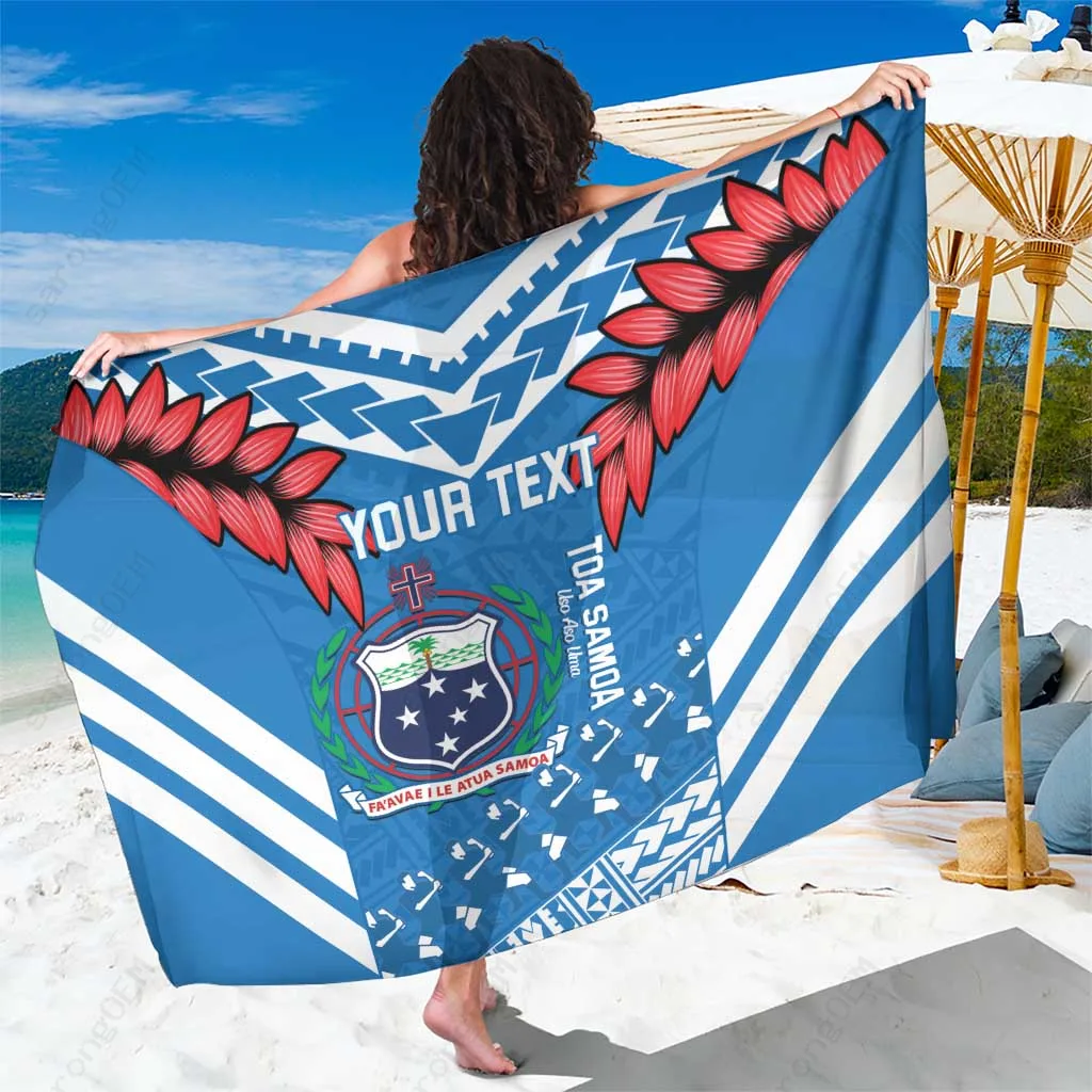 Navy Custom Toa Samoa Rugby Sarong with Turtle & Hibiscus Print Polynesian Beach Wrap Pareo Wholesale - main view