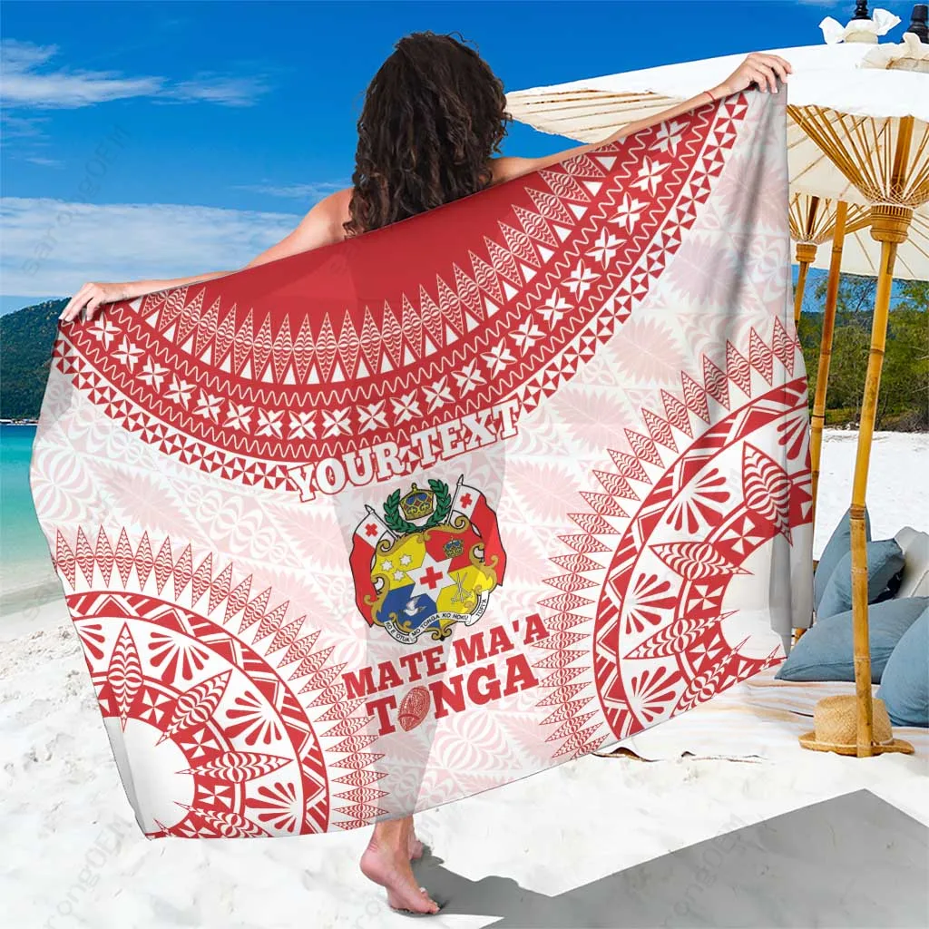 White Custom Tongan Ngatu Gold Tribal Print Sarong South Pacific Island Beach Wrap Pareo Wholesale - main view