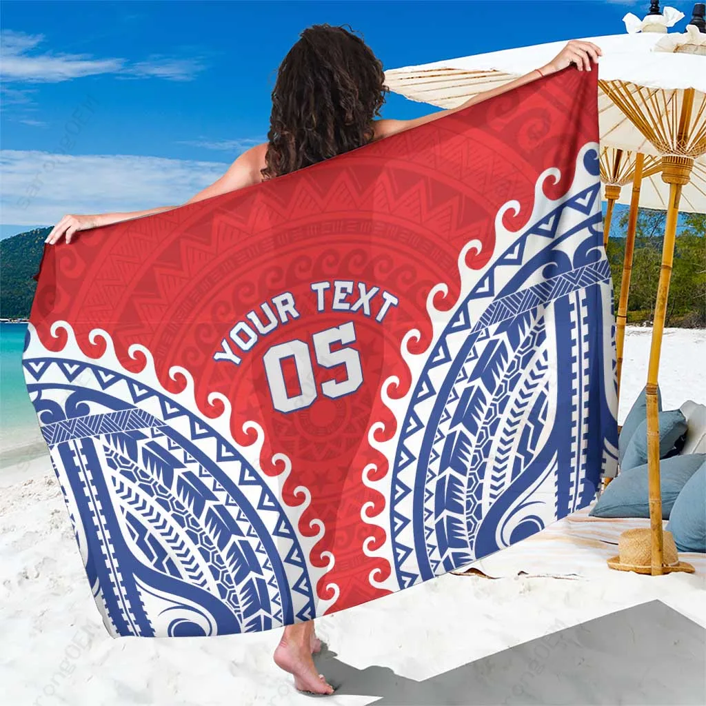 Black Tuamotu Archipelago Polynesian Tribal Tattoo Mandala Print Sarong Beach Wrap Wholesale Pareo - main view